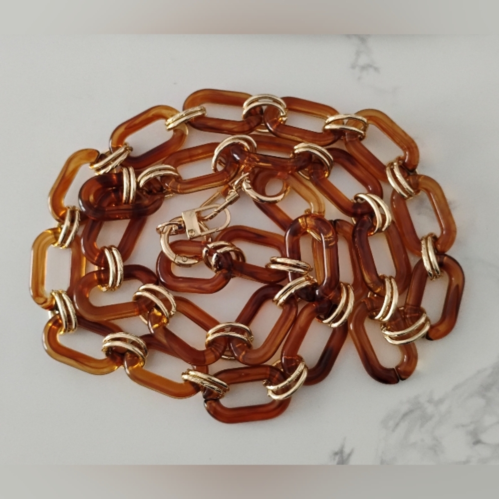 NEW Shoulder Bag Chain - Tortoise & Gold Acrylic